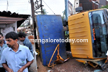 Lucky escape for driver as sand-laden lorry topples near Nantur.